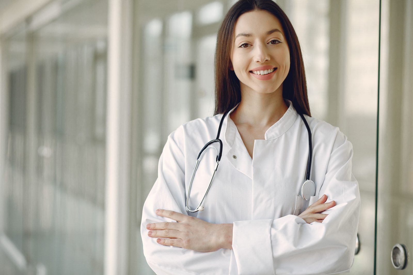 A licensed physician with a stethoscope